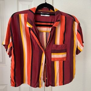 Red & orange retro short sleeve button down